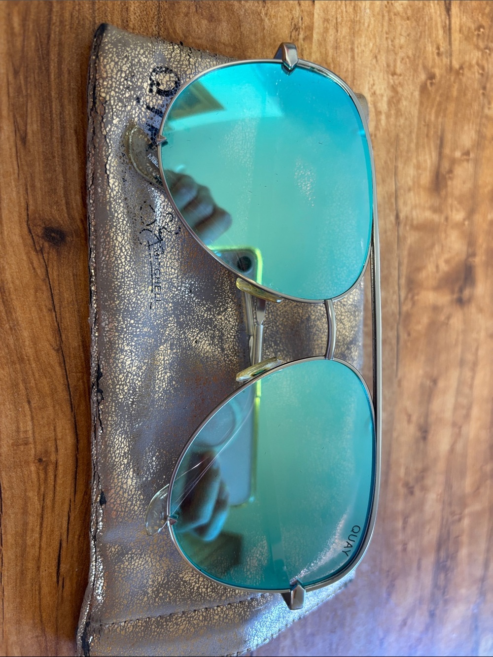 Quay Australia Mirrored Teal Aviator Sunglasses
